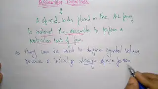 Assembler directives | 8086 | Part-1/2 | MPMC | Lec-20 | Bhanu Priya