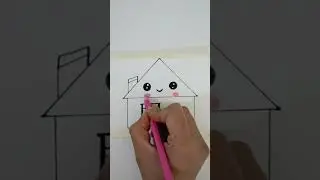 #EASY DRAW HOUSE WITH TRIANGLE #SIMPLE DRAWING STEP BY STEP #CUTE DRAWING IDEA