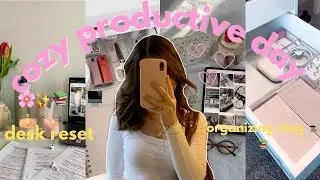Back to School Prep Ep.5 🌸 Cozy Productive Day | Desk Reset ✨ تحضيرات العودة للمدرسة 📚
