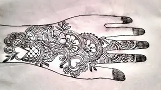 Arabic mehandi design ||  new heart shape mehndi design for front hand || pencil mehndi design ||