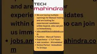 Testing Jobs | Manual Testing Jobs| Shorts