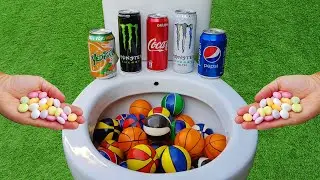Basketball VS Fruity Mentos, Cola, Monster, Pepsi, Yedig&uuml;n and Mentos in the toilet