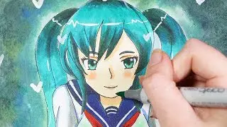 Copic Markers Speed Drawing: Yandere Simulator Saki Miyu