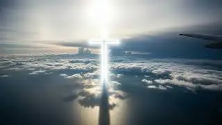 Miracle Glowing Cross in Clouds Airplane View 4K | Heaven Sky Animation | No Copyright