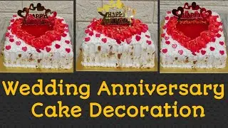 Wedding Anniversary Cake Decoration//Heart design//Square design#easy decoration#foundant#simple