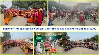 Donations of blankets, sweaters & rations to poor people in Bodh Gaya | Bihar | Khenpo Tenzin Lodoe