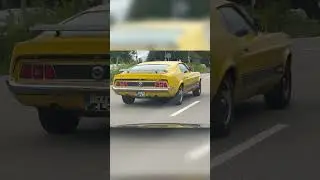 Yellow Ford Mustang Mach 1 Flies Past on the Highway