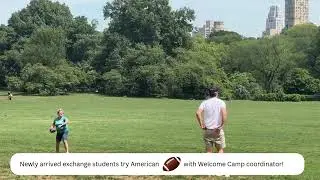 Exchange Students Try Out American Football in Central Park!