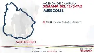 Agenda de Constanza Moreira en campa&ntilde;a. Desde el lunes 12 al s&aacute;bado 17 de mayo.