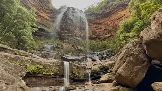 Wentworth Fall the Blue Mountains best waterfall trail. Wentworth Falls & Weeping Rock. Australia. 