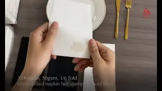 White napkin hot stamping gold foil logo