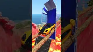 Cars vs Log Bridge and Lava Crater - BeamNG.Drive