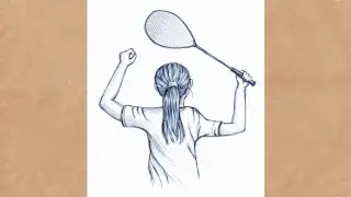 How to Draw Badminton Girl Step by Step | Pencil Sketch