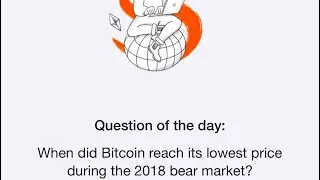 When did Bitcoin reach its lowest price during the 2018 bear market? Question Of The Day | Time Farm
