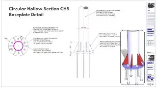Circular Hollow Section Chs Steel Column Baseplate Cad drawing detail