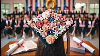 🎓 Nezyo Flower and Butterfly DIY Graduation Cap | Best Small Paper Flowers for Graduation Cap 🎓