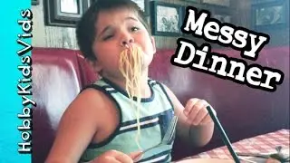 Italian Dinner! Messy Spaghetti Meatballs Buca Di Beppo Restaurant by HobbyKidsVids