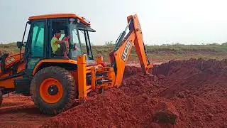 jcb 3dx cutting soil _ jcv loding truck jcb pulling video