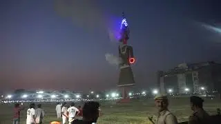 (215 foot) Burning the world's tallest Ravana at Panchkula (Chandigarh)