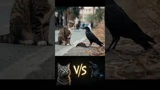 🔥 Combat &eacute;pique : Chat vs Corbeau ! Qui va gagner ? 🐱⚡🐦 #Shorts #ai