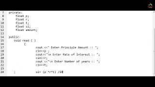 C++ PROGRAM CALCULATE SIMPLE INTEREST USING CLASS