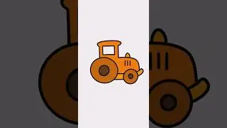 How to draw and paint Road Roller - Easy drawing for kids and toddlers