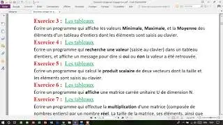 Langage C++  partie 8 exercice 4 sur es tableaux