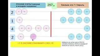 Демонстрация (5) - более сложный пример умножения  на пятеричных счетах.