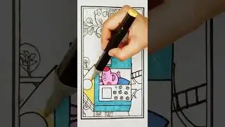 Peppa in the tree house Drawing and Coloring #shorts #youtubeshorts #peppapigcoloring