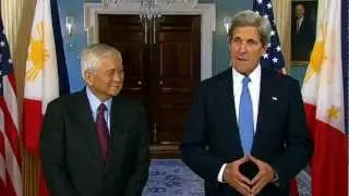 Secretary Kerry Delivers Remarks With Philippine Foreign Secretary Albert Del Rosario