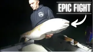 EPIC Bull Redfish Fight On A Light Rod + 20 MPH Winds (Chesapeake Bay)