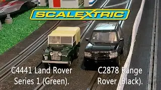 Scalextric Classic Track Racing, Range Rover Black & Land Rover Series 1.