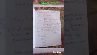 Important Index's #shortcut #gs #tricks #upsc #tspsc #tsplrb  #groups #2022 #indices #currentaffairs