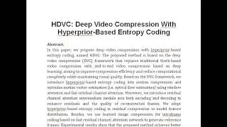 HDVC Deep Video Compression With Hyperprior Based Entropy Coding