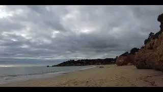 Portugal Algarve, walk down to Praia de Santa Eulalia in low season.