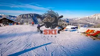 Scenic Blue Ski Run Through The Trees - Views of Wilder Kaiser Mountains