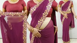How to drape Georgette Saree Perfectly for beginners with new trick |  Saree draping perfectly