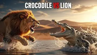 Crocodile vs Lion 😱 | Desert Water Battle | Who Wins? | Wild Animal Fight