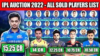IPL Auction 2022  ALL SOLD Players FULL List