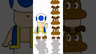 Blue Toad Vs Goomba Tower ⁉️#supermario #mario #nsmbwii #shorts #animation