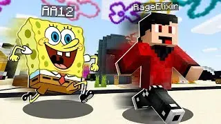 SPONGEBOB PRANK in MINECRAFT! * He FREAKED Out* (Minecraft Trolling Prank)