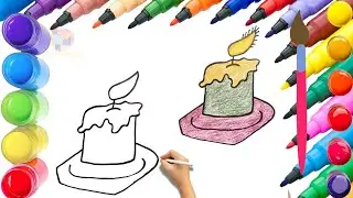 How To Draw cute Candle Drawing, Painting & Coloring For Kids and Toddlers_ Child Art 🐋🌈🎨