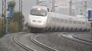 Spanish high speed trains at speed.