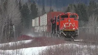 CN 8895 leads CN 121 West over the Napadogan and Pelletier Subdivisions 12/26/18