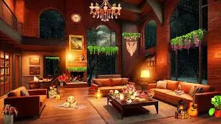 Autumn Rain Jazz 🍂☕️ Lofi Piano & Cozy Fireplace Ambience for Study, Work & Relax