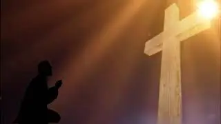 Praying man with 4k animated christian cross background | vfx footage