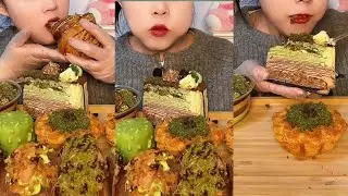 Chinese Mukbang Dessert  Chocolate Croissant & Cake!