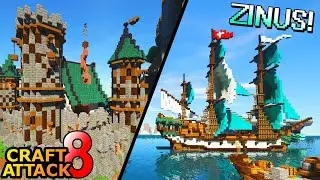 Zinus zeigt seine Burg & Hafen Base! Extrem viel gebaut! - Minecraft Craft Attack 8 #208