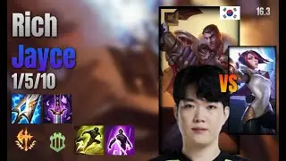 Rich Top Jayce vs Fiora lol KR solo rank Full Game 16.3 | 리치 제이스 vs 피오라