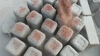 super dusty soft creamy red stoney cement wholecrush dry on floor+pouring in water💯
